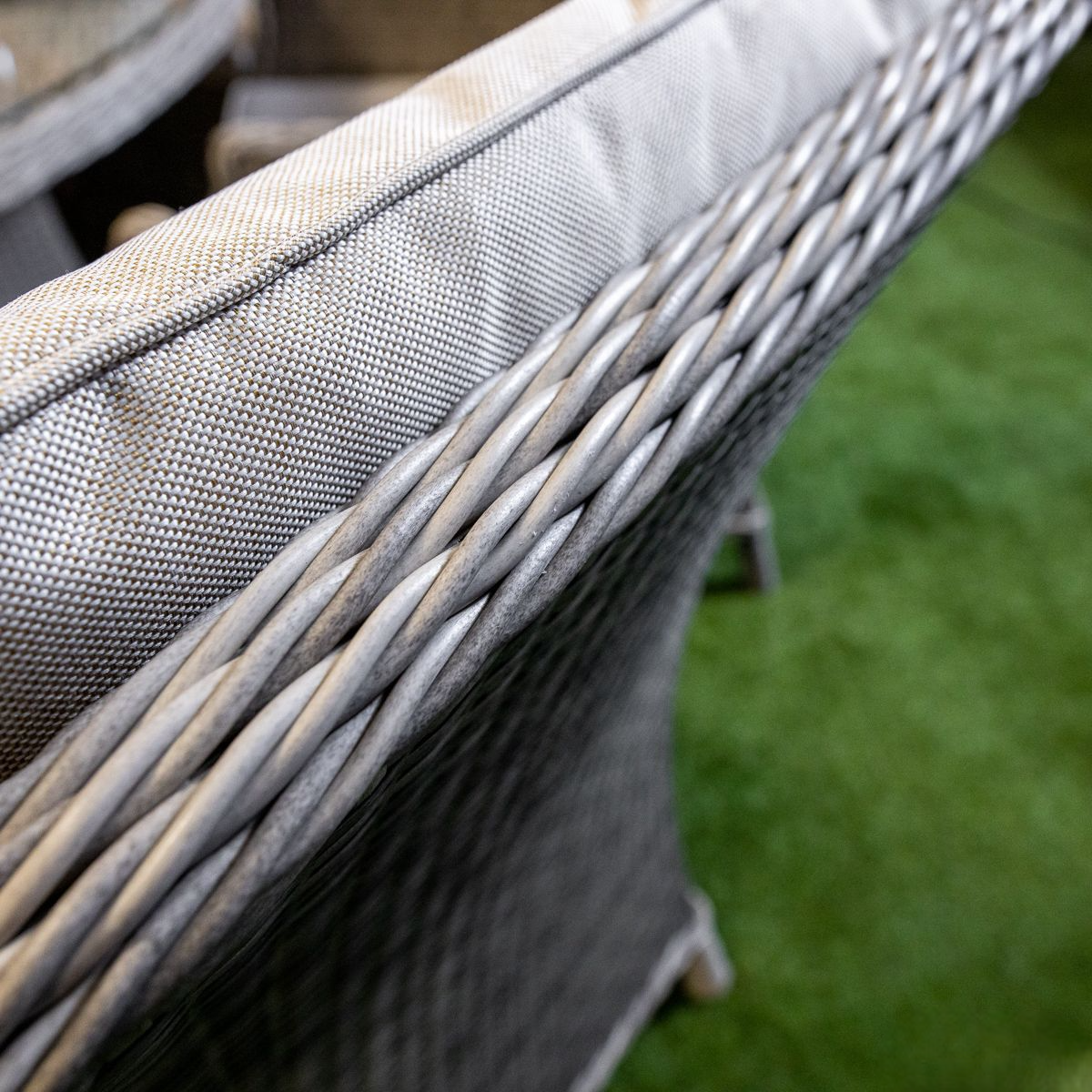 Rattan Champagne Paris 8 Seat Fire Pit With 165cm Round Table