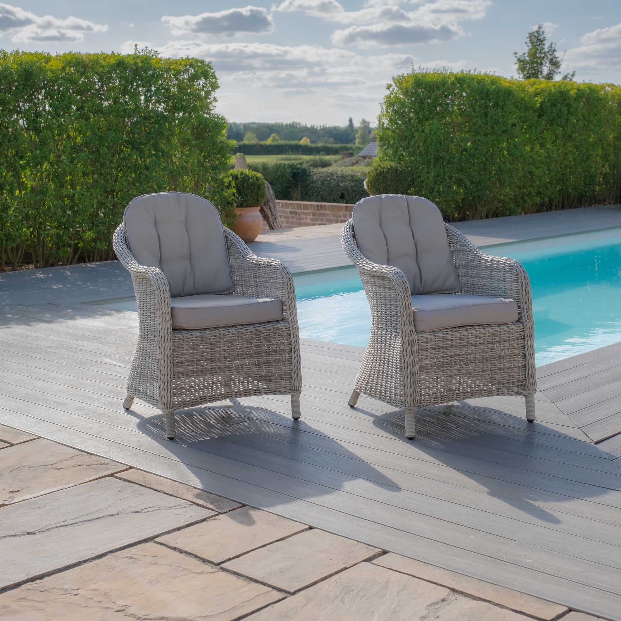 Vienna 10 Seat Extending Rectangular Dining Table with Dawn Grey Frame and 10 Oxford Heritage Rattan Dining Chairs