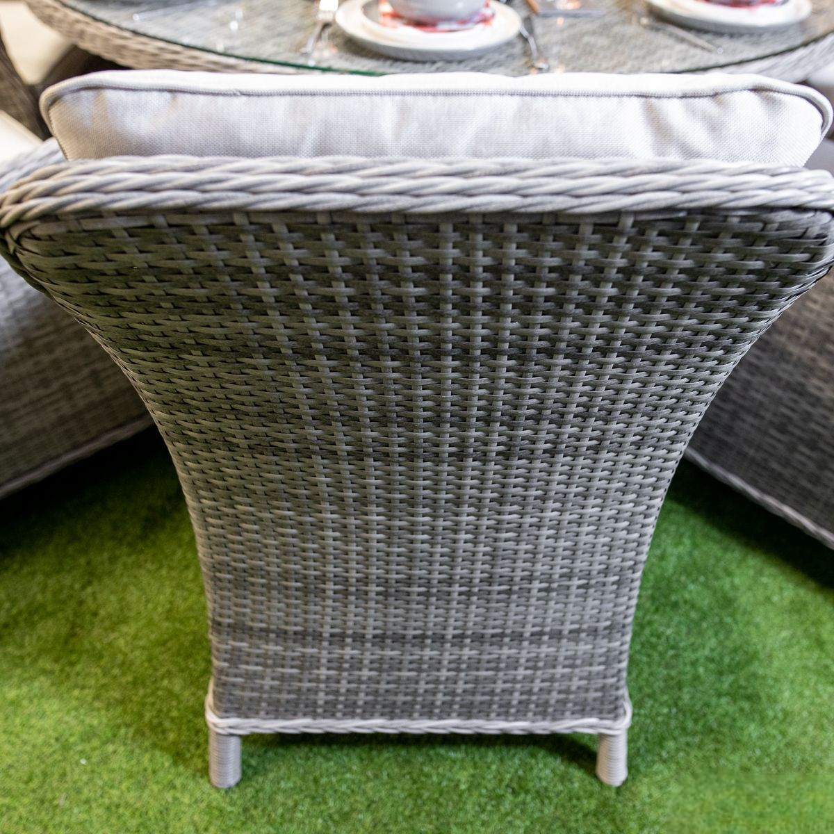 Rattan Champagne Paris 8 Seat Fire Pit With 165cm Round Table