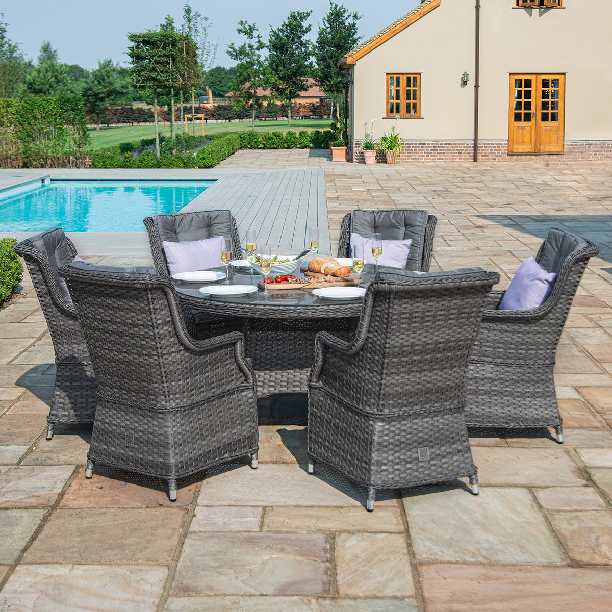 Oxford Venice 4 Seat Round Rattan Dining Set