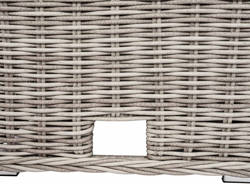 Bellagio Round Wicker Large Corner Casual Dining Set with Rising Table, Light Grey