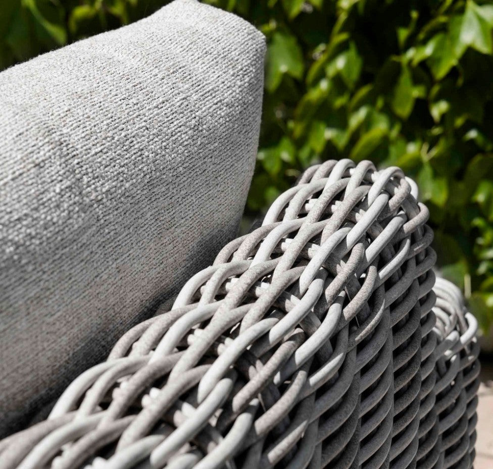 Bellagio Round Wicker Sofa Set with Coffee Table, Light Grey