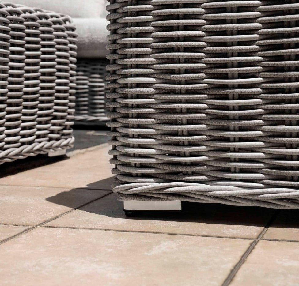 Bellagio Round Wicker Sofa Set with Coffee Table, Light Grey