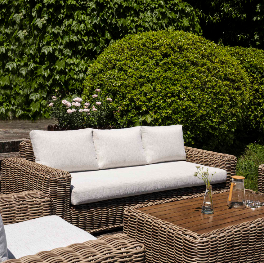 Bellagio Round Wicker Sofa Set with Coffee Table, Natural