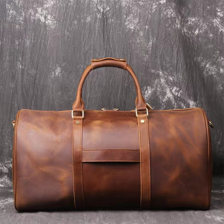 Men’s Leather Travel Duffle Bag – Custom Logo