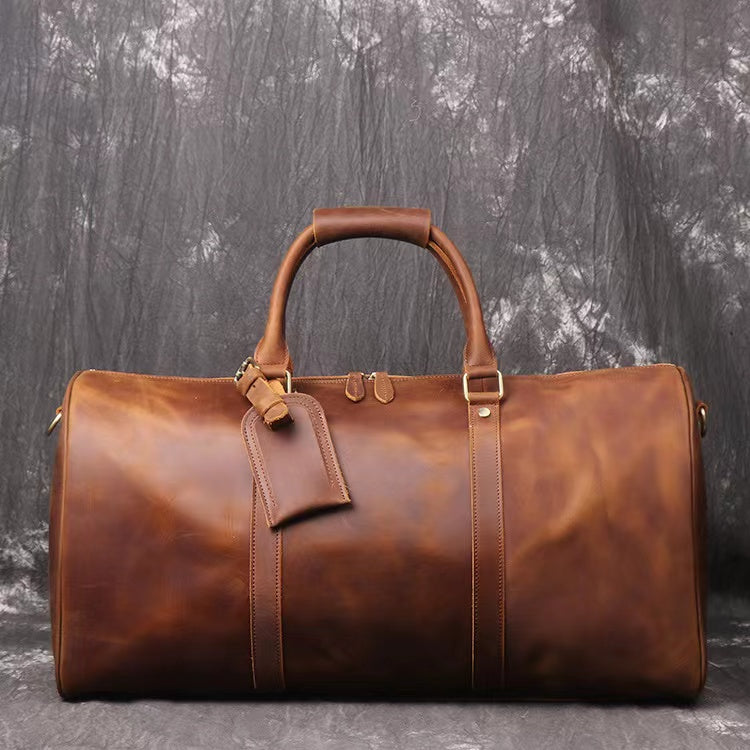 Men’s Leather Travel Duffle Bag – Custom Logo