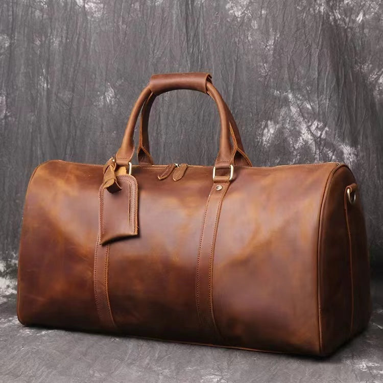 Men’s Leather Travel Duffle Bag – Custom Logo