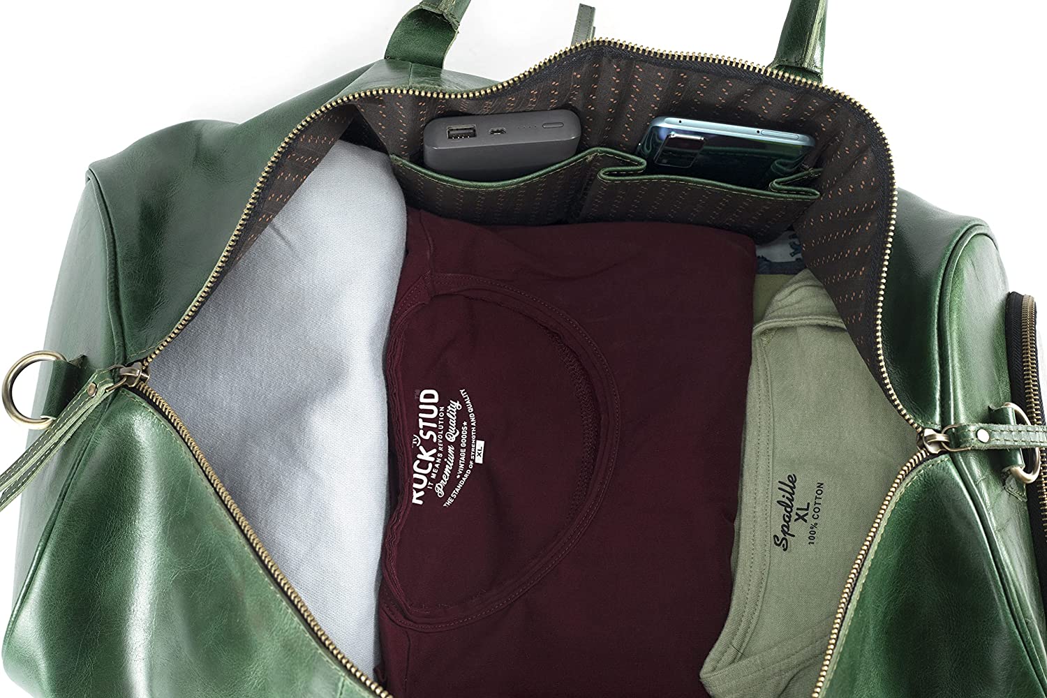 Leather Weekender Duffel Bag with Shoe Compartment