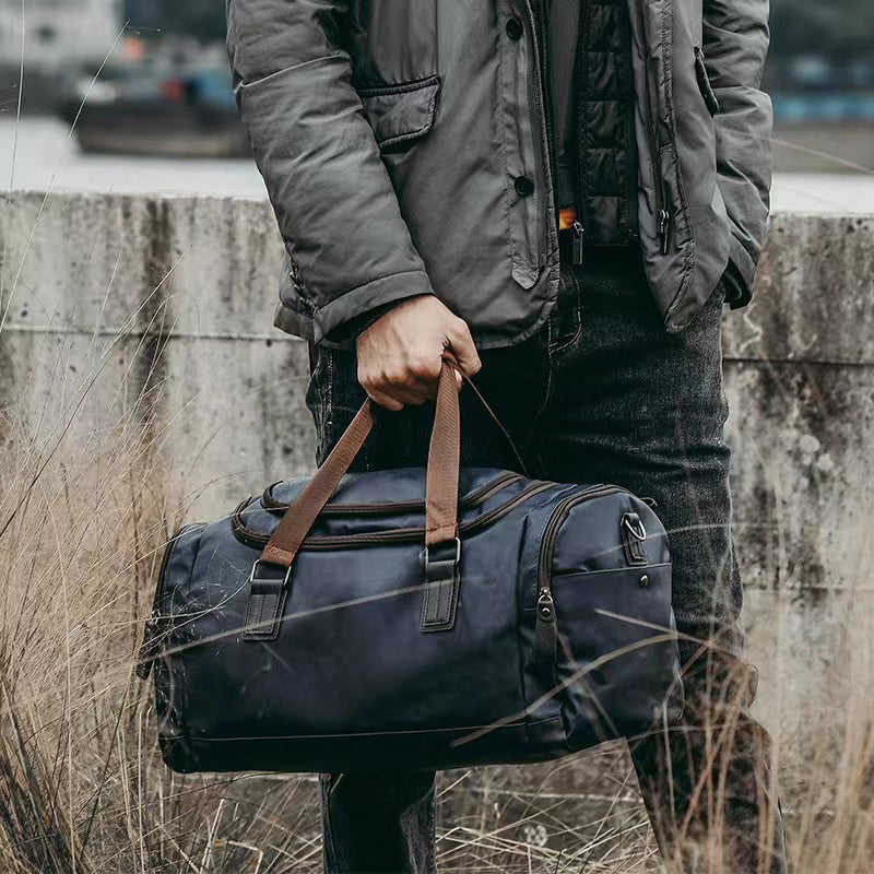 Men’s PU Leather Travel Duffle Bag – Waterproof