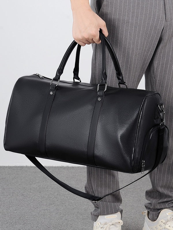 PU Leather Travel Duffle Bag with Shoe Compartment