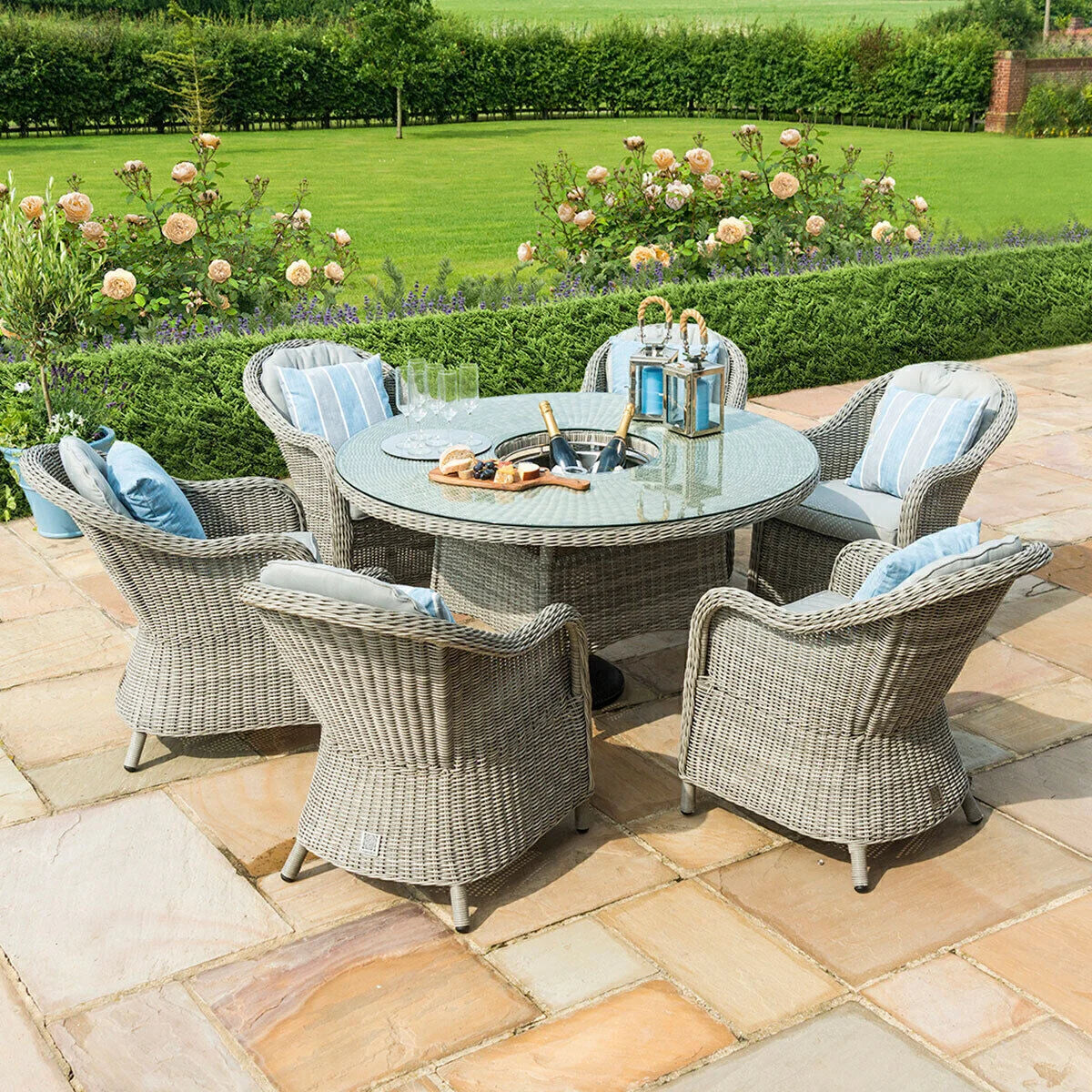 Oxford Heritage 6 Seat Round Rattan Dining Set