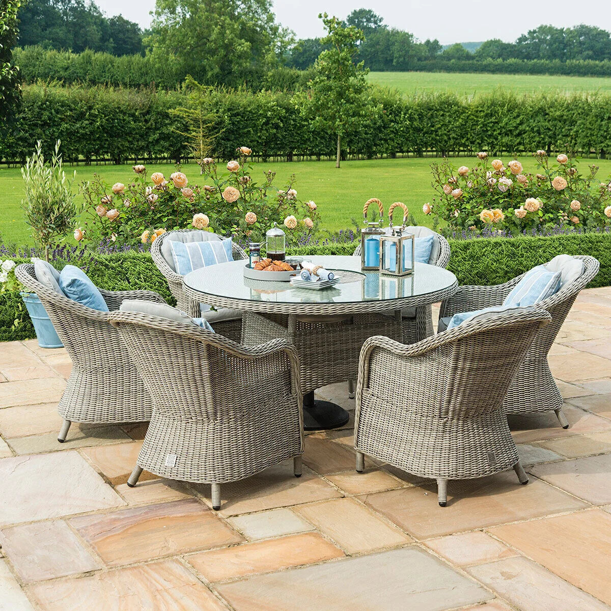 Oxford Heritage 6 Seat Round Rattan Dining Set