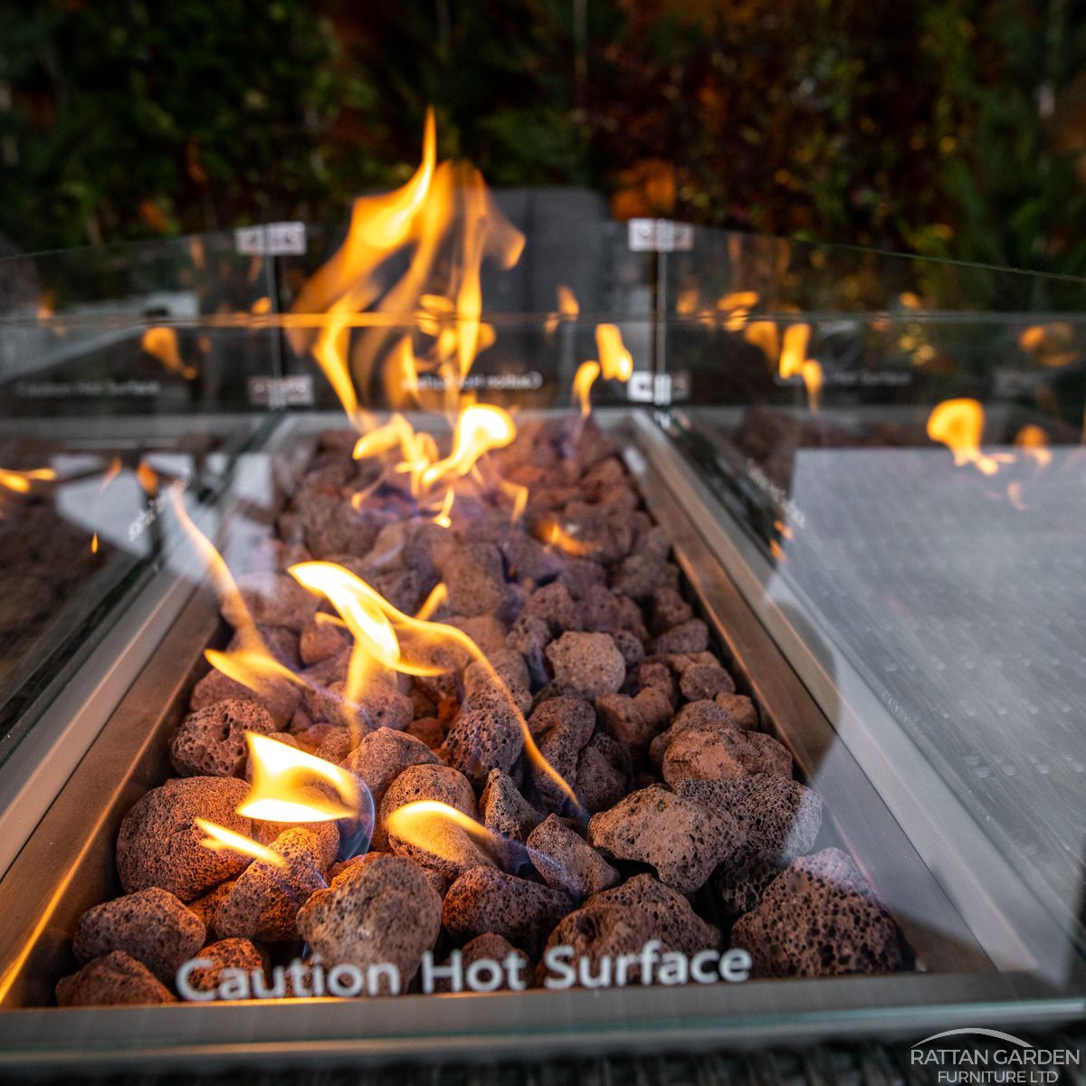 Serena Vienna 8 Seat Rattan Fire Pit With 210cm Rectangular Table